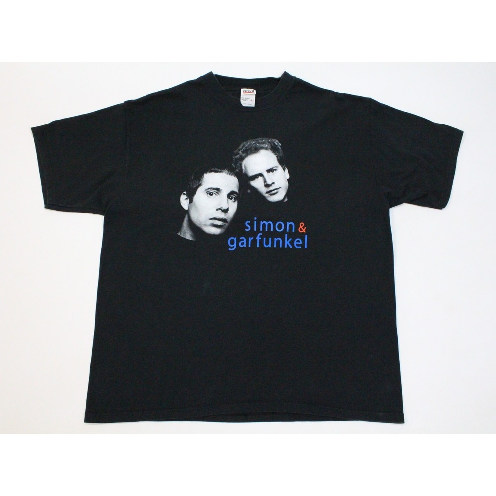 Simon & Garfunkel T-Shirt Men's L Black 100% Cotton 2004 Concert Tour Anvil